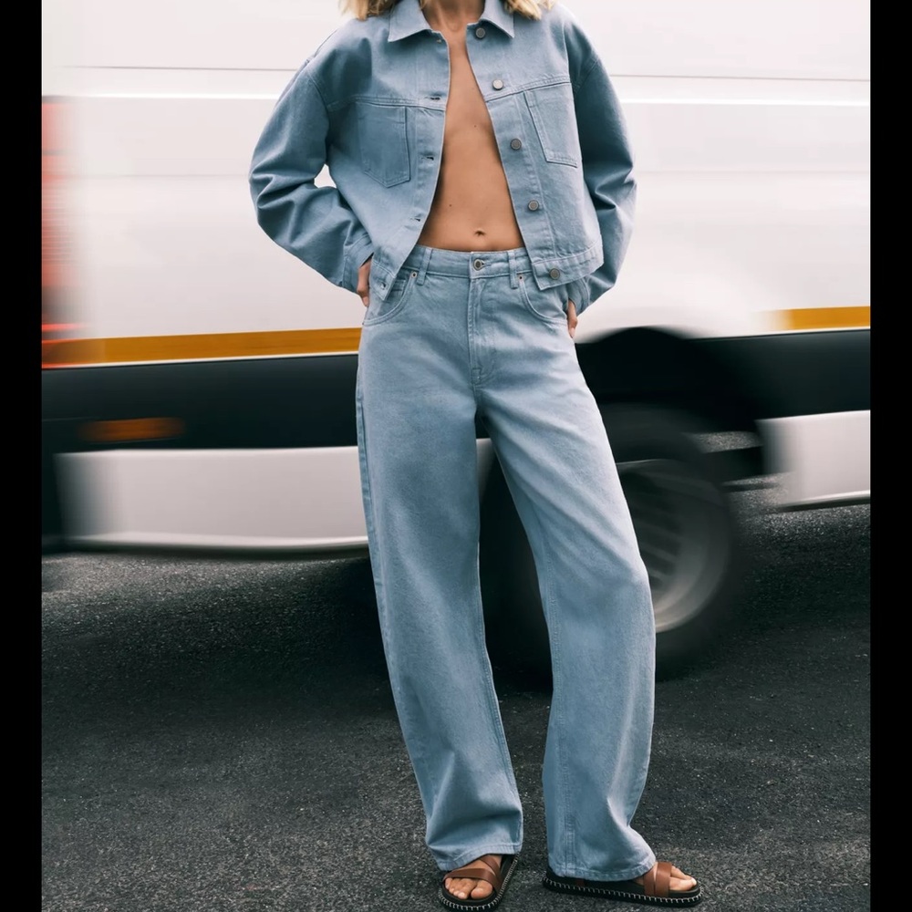 Zara Sky Blue Wide Leg Jeans